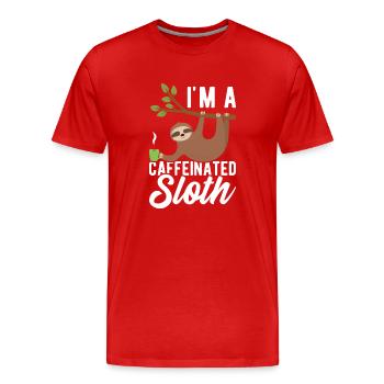 Je suis un paresseux caféiné - T-shirt bio Premium Homme - rouge - Devant - Damien (186cm)