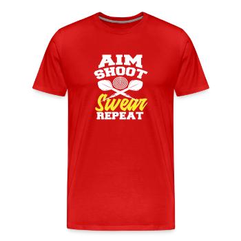 Viser, lancer, jurer, fléchette joueur de fléchettes - T-shirt bio Premium Homme - rouge - Devant - Damien (186cm)