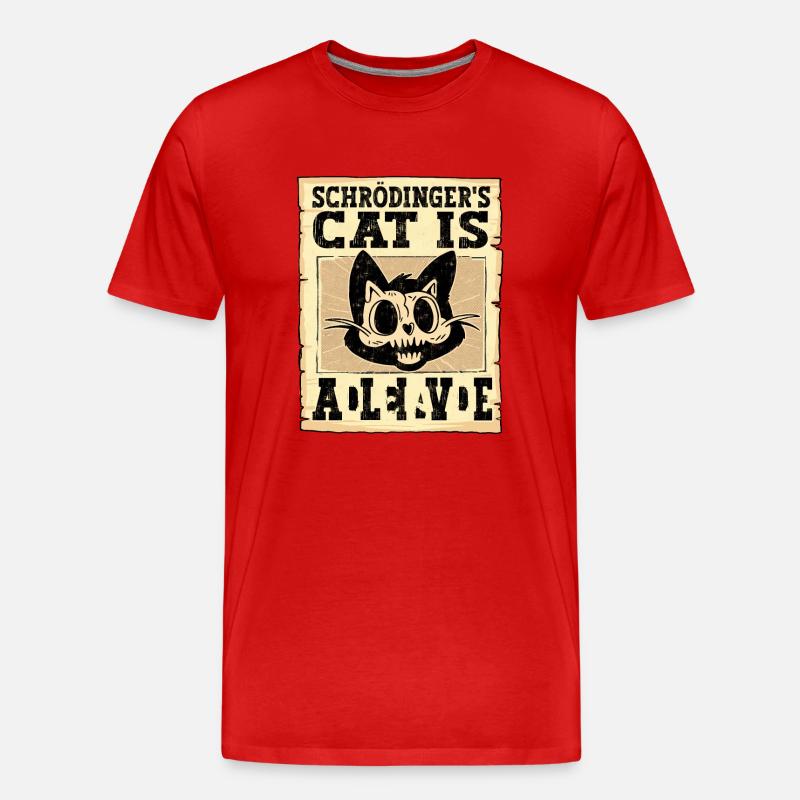 Le chat de Schrödinger est mort et vivant - T-shirt bio Premium Homme - rouge