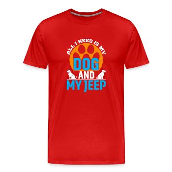 All I need is my dog and my SUV - Men's Premium Organic T-Shirt - red - Front - Damien (186cm)