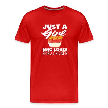 Une seule fille aime le poulet frit - T-shirt bio Premium Homme - rouge - Devant - Damien (186cm)