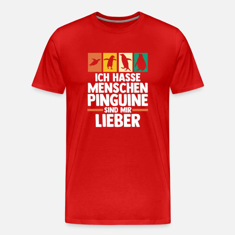 Pinguin - Männer Premium Bio T-Shirt - Rot
