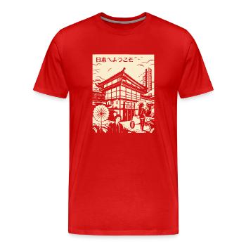 Willkommen in Japan: Szene aus japanischem Edo - Männer Premium Bio T-Shirt - Rot - Vorne - Damien (186cm)