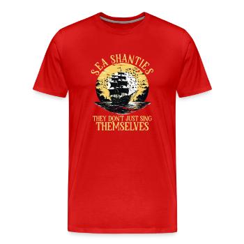 Sailors Sea Shanty Singing Ship Adventures - Men's Premium Organic T-Shirt - red - Front - Damien (186cm)