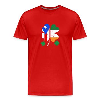 Irish Puerto Rican Flag Ireland Shamrock - Men's Premium Organic T-Shirt - red - Front - Damien (186cm)