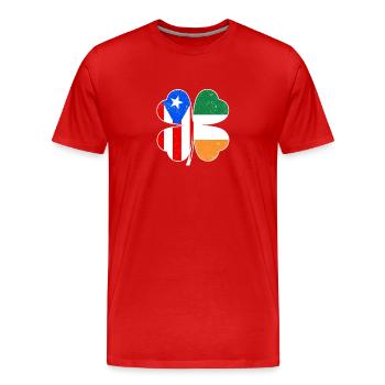 Drapeau portoricain irlandais trèfle d’Irlande - T-shirt bio Premium Homme - rouge - Devant - Damien (186cm)