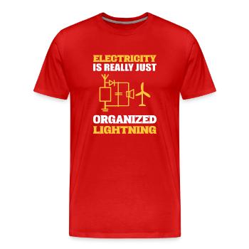 Lustiger Elektriker Elektrischer Superintendent - Männer Premium Bio T-Shirt - Rot - Vorne - Damien (186cm)
