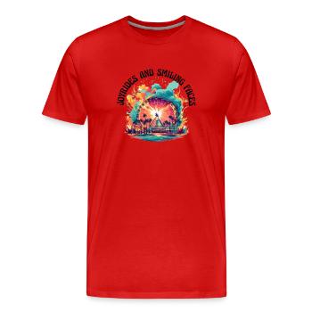 Foire du parc d’attractions, fête foraine, fête du village - T-shirt bio Premium Homme - rouge - Devant - Damien (186cm)