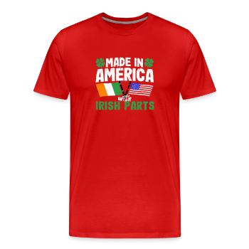 Fabriqué en Amérique avec des pièces irlandaises Irlande - T-shirt bio Premium Homme - rouge - Devant - Damien (186cm)