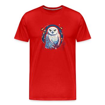 Harfang des neiges Noël ornement, aime les hiboux - T-shirt bio Premium Homme - rouge - Devant - Damien (186cm)