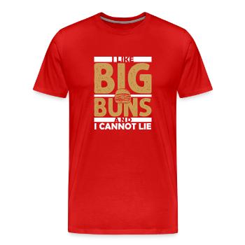 I Like Big Buns And I Cannot Lie Meat Buns Food Ha - Men's Premium Organic T-Shirt - red - Front - Damien (186cm)