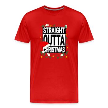 Straight Outta Christmas - Weihnachtsspruch - Männer Premium Bio T-Shirt - Rot - Vorne - Damien (186cm)