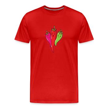 Piments Chaleur Épices Scoville - T-shirt bio Premium Homme - rouge - Devant - Damien (186cm)