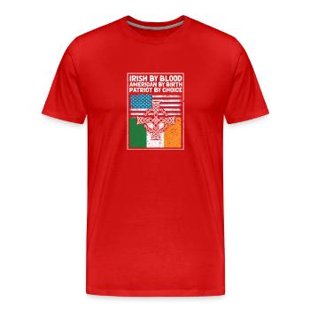 Irish by Blood American by Birth - Men's Premium Organic T-Shirt - red - Front - Damien (186cm)