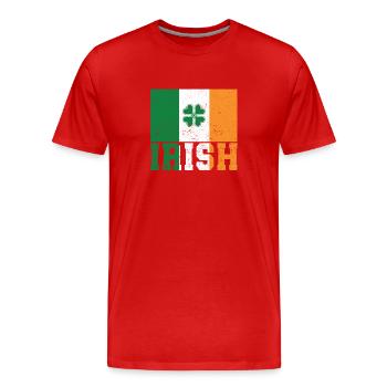 Patriotic Irish Flag Ireland Shamrock - Men's Premium Organic T-Shirt - red - Front - Damien (186cm)