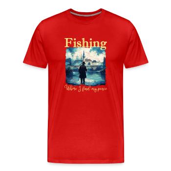 La pêche : là où je trouve ma paix - T-shirt bio Premium Homme - rouge - Devant - Damien (186cm)