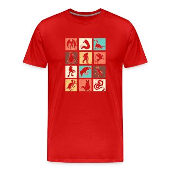 Monstres cryptides - T-shirt bio Premium Homme - rouge - Devant - Damien (186cm)