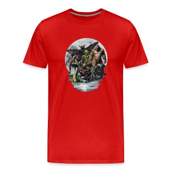 Groupe Cryptid - T-shirt bio Premium Homme - rouge - Devant - Damien (186cm)