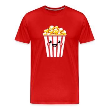 Humour pot de popcorn - T-shirt bio Premium Homme - rouge - Devant - Damien (186cm)