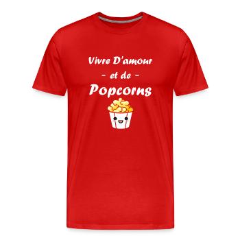 Humour pot de popcorn - T-shirt bio Premium Homme - rouge - Devant - Damien (186cm)