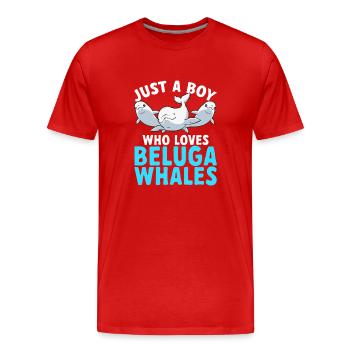 Baleine blanche Béluga - T-shirt bio Premium Homme - rouge - Devant - Damien (186cm)