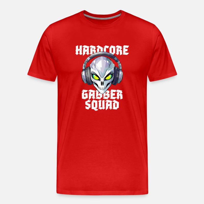 Hardcore Gabber Squad Alien Rave - T-shirt bio Premium Homme - rouge