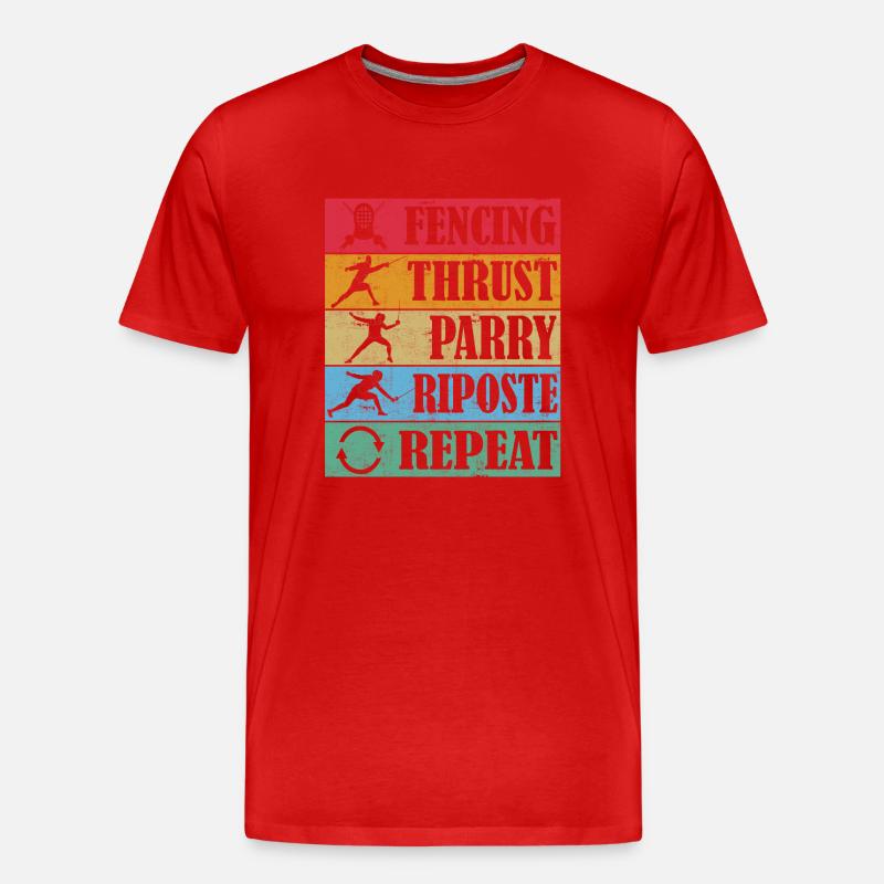 Fencing Thrust Parry Riposte Repeat - Männer Premium Bio T-Shirt - Rot