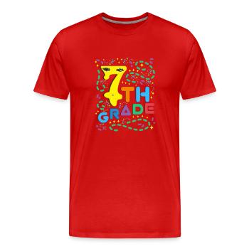 Yellow Seven - 7e année - T-shirt bio Premium Homme - rouge - Devant - Damien (186cm)