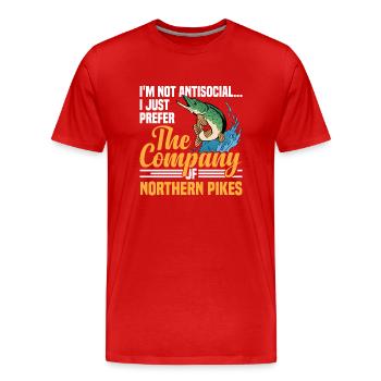 Northern Pike Fisherman Pike Fishing Rod Pike Fish - Men's Premium Organic T-Shirt - red - Front - Damien (186cm)