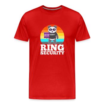 Bague Sécurité Mariage - T-shirt bio Premium Homme - rouge - Devant - Damien (186cm)