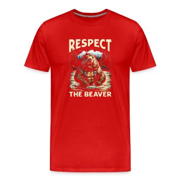 Respect The Beaver - Männer Premium Bio T-Shirt - Rot - Vorne - Damien (186cm)