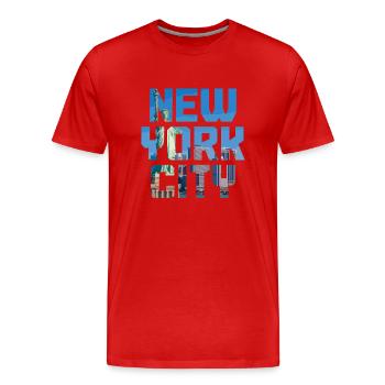 New York City NY NYC Souvenir cadeau - T-shirt bio Premium Homme - rouge - Devant - Damien (186cm)
