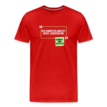 Lustiger Komma Satzzeichen Spruch Deutschlehrer - Männer Premium Bio T-Shirt - Rot - Vorne - Damien (186cm)