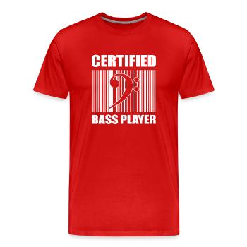 Lustiger Bassgitarrist Künstler - Männer Premium Bio T-Shirt - Rot - Vorne - Damien (186cm)