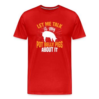 Pot Belly Pig Geschirr Und Leine Pot Belly Pig - Männer Premium Bio T-Shirt - Rot - Vorne - Damien (186cm)