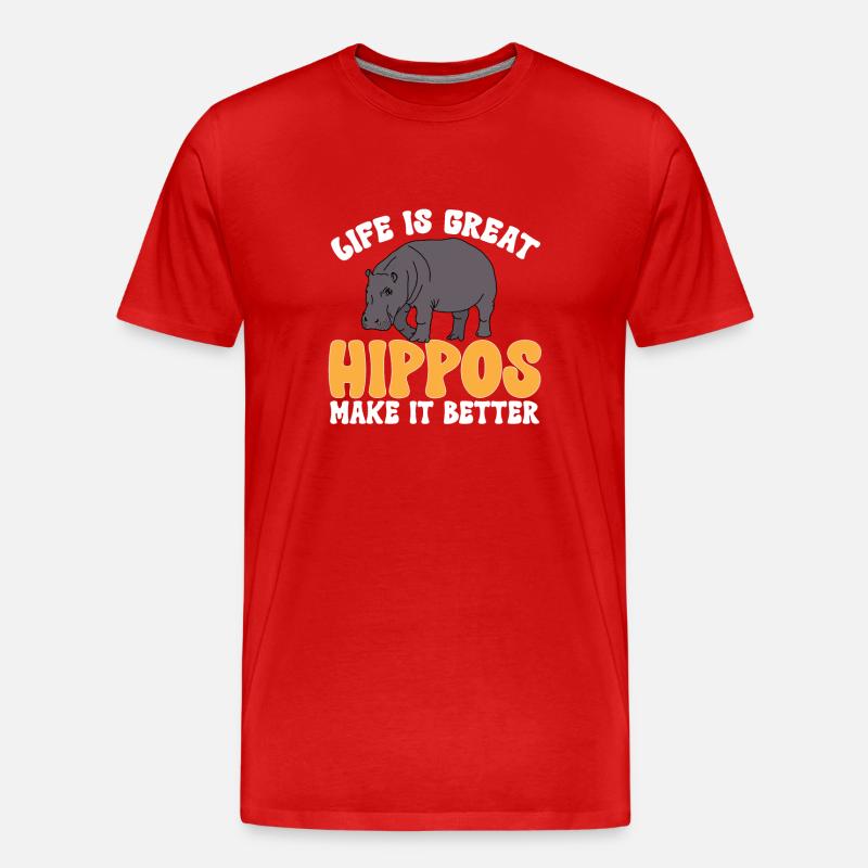 Flusspferd Nilpferd - Männer Premium Bio T-Shirt - Rot