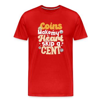 Collection de pièces de monnaie amusante pour les collectionneurs de pièces de monnaie et - T-shirt bio Premium Homme - rouge - Devant - Damien (186cm)