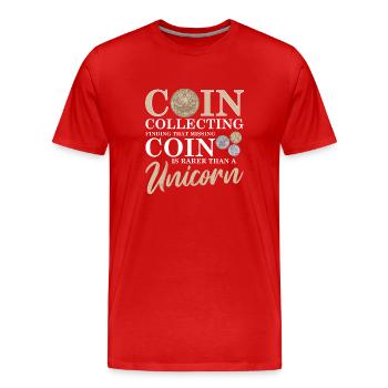 Collection de pièces de monnaie amusante pour les collectionneurs de pièces de monnaie et - T-shirt bio Premium Homme - rouge - Devant - Damien (186cm)