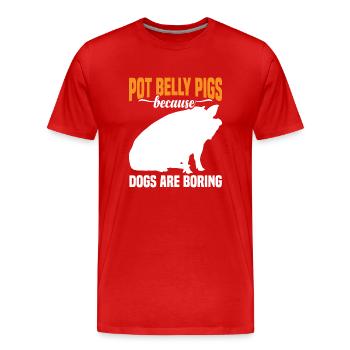 Pot Belly Pig Harness and Leash Pot Belly Pig - Men's Premium Organic T-Shirt - red - Front - Damien (186cm)