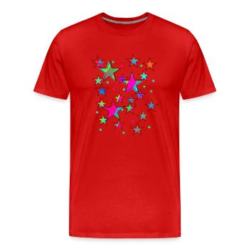 Étoiles, étoile, étoiles colorées, néon - T-shirt bio Premium Homme - rouge - Devant - Damien (186cm)