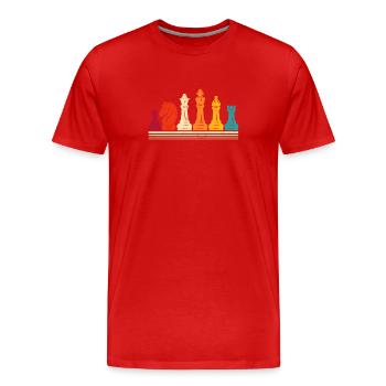 Schachspieler Silhouette Retro Vintage Strategisch - Männer Premium Bio T-Shirt - Rot - Vorne - Damien (186cm)