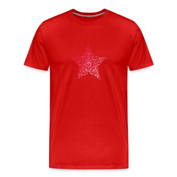 Stern aus Noten und Violinschlüssel Musik - Männer Premium Bio T-Shirt - Rot - Vorne - Damien (186cm)