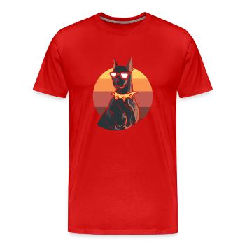 Cooler Dobermann Polizeibeamter - Männer Premium Bio T-Shirt - Rot - Vorne - Damien (186cm)