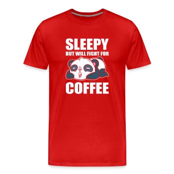 Panda Kaffeeliebhaber Kaffeetrinker - Männer Premium Bio T-Shirt - Rot - Vorne - Damien (186cm)