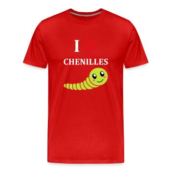 Chenilles insecte Amour petite chenille - T-shirt bio Premium Homme - rouge - Devant - Damien (186cm)
