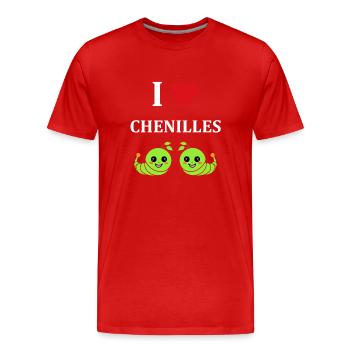 Chenilles insecte Amour petite chenille - T-shirt bio Premium Homme - rouge - Devant - Damien (186cm)