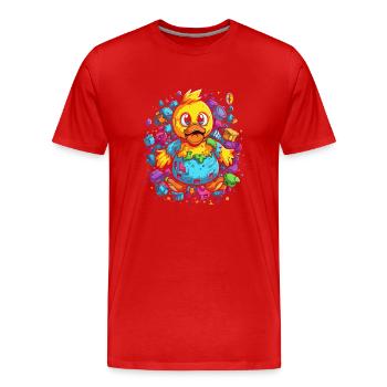 Der trashige glückliche Spielzeug Entchen - Männer Premium Bio T-Shirt - Rot - Vorne - Damien (186cm)