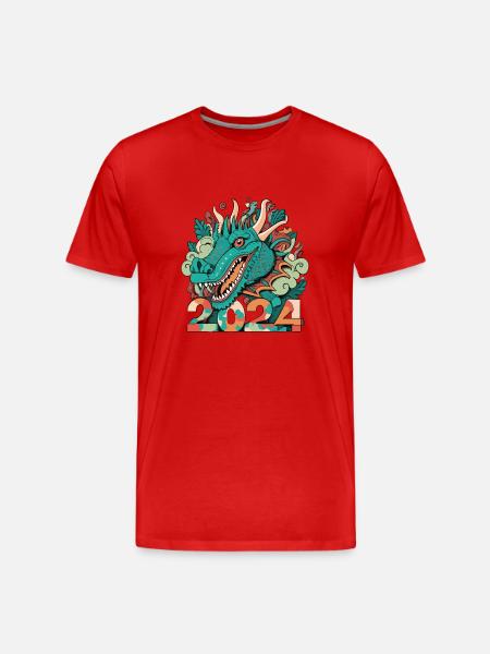 HAPPY NEW YEAR DRAGON 2024 - Men's Premium Organic T-Shirt - red
