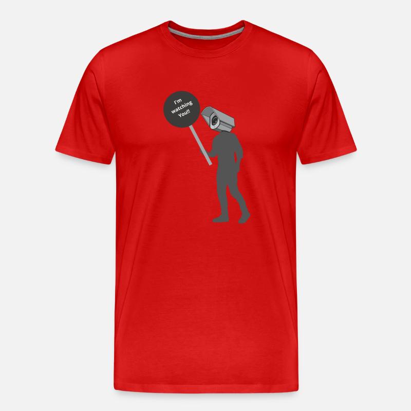 Ich beobachte dich!! - Männer Premium Bio T-Shirt - Rot