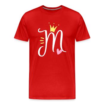 Buchstabe M Anfangsbuchstabe Krone - Männer Premium Bio T-Shirt - Rot - Vorne - Damien (186cm)